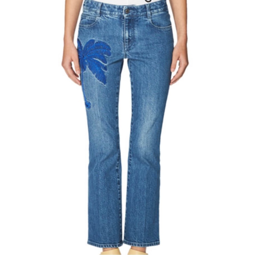 Stella McCartney Palm Embroidered Skinny Kick Jeans
